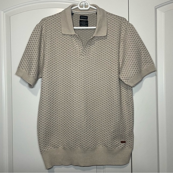 Buffalo David Bitton Men’s Taupe Textured Collared Polo - Picture 1 of 8